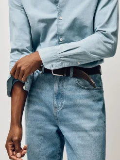 Donkerbruin - Reiss Elmont Basket Weave Belt