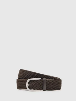 Donkerbruin - Reiss Elmont Basket Weave Belt
