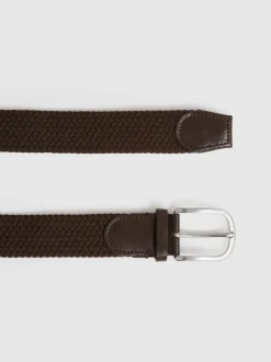 Donkerbruin - Reiss Elmont Basket Weave Belt