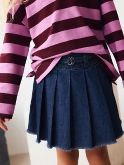 Donkere wassing - Geplooide denim rok (3-16jr)