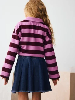 Donkere wassing - Geplooide denim rok (3-16jr)