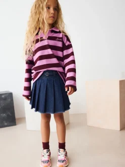 Donkere wassing - Geplooide denim rok (3-16jr)