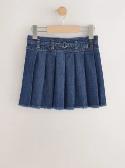 Donkere wassing - Geplooide denim rok (3-16jr)