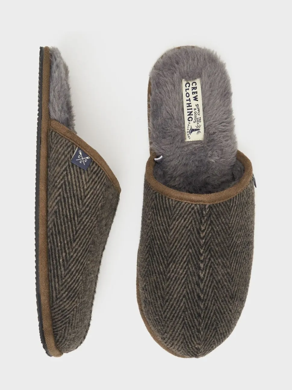 Donkergrijs - Crew Clothing Slip-On Suede Mule Slippers