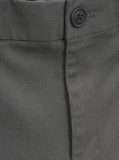 Donkergrijs - Standaard toelopende pasvorm - Stretchy chino