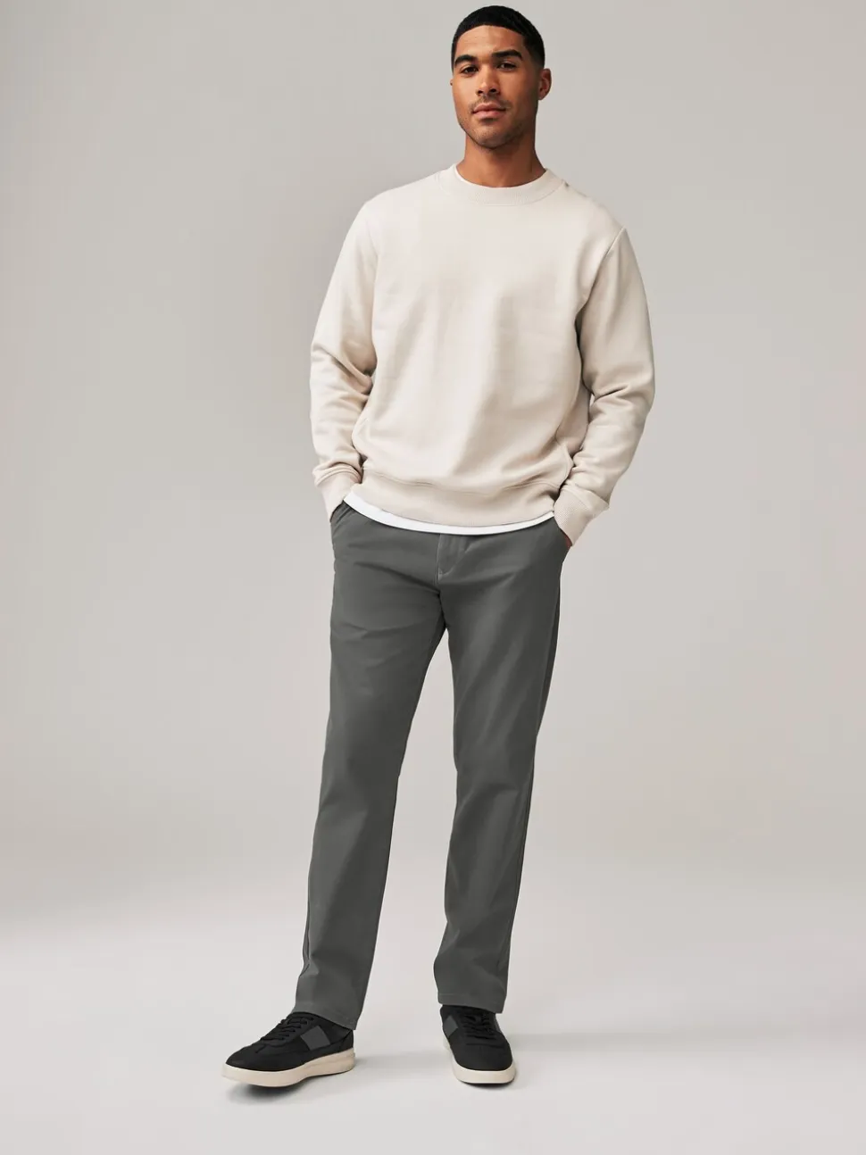 Donkergrijs - Straight fit - Stretchy chino