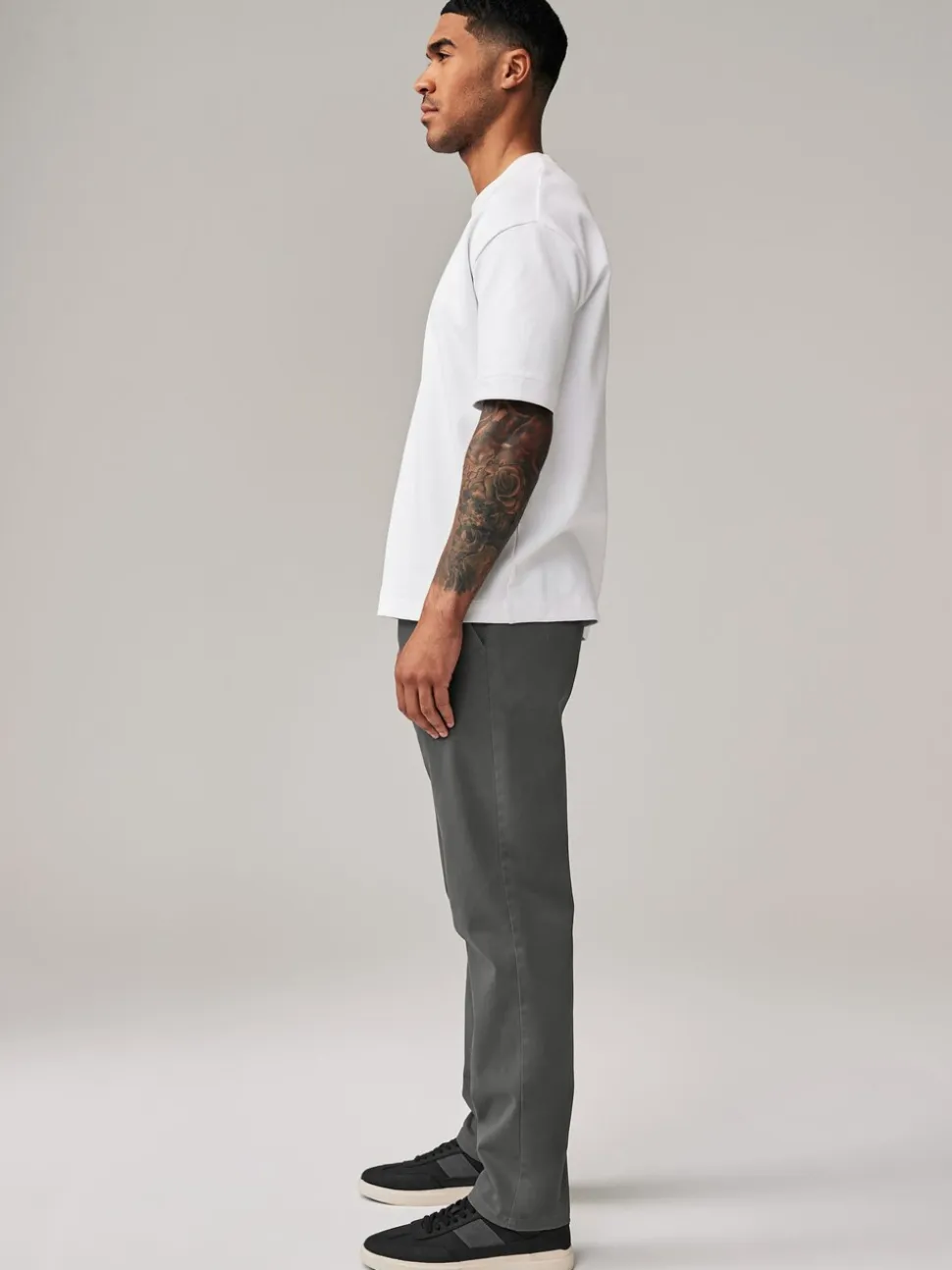 Donkergrijs - Straight fit - Stretchy chino