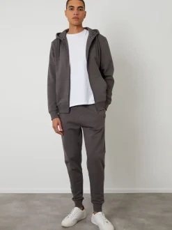 Donkergrijs - Threadbare - Katoenen Blend joggingbroek
