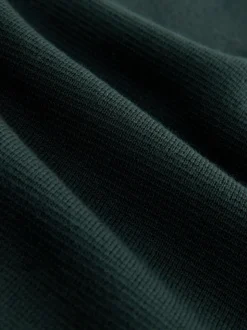 Donkergroen - Effen - Regular fit 100% katoenen premium trui met korte rits