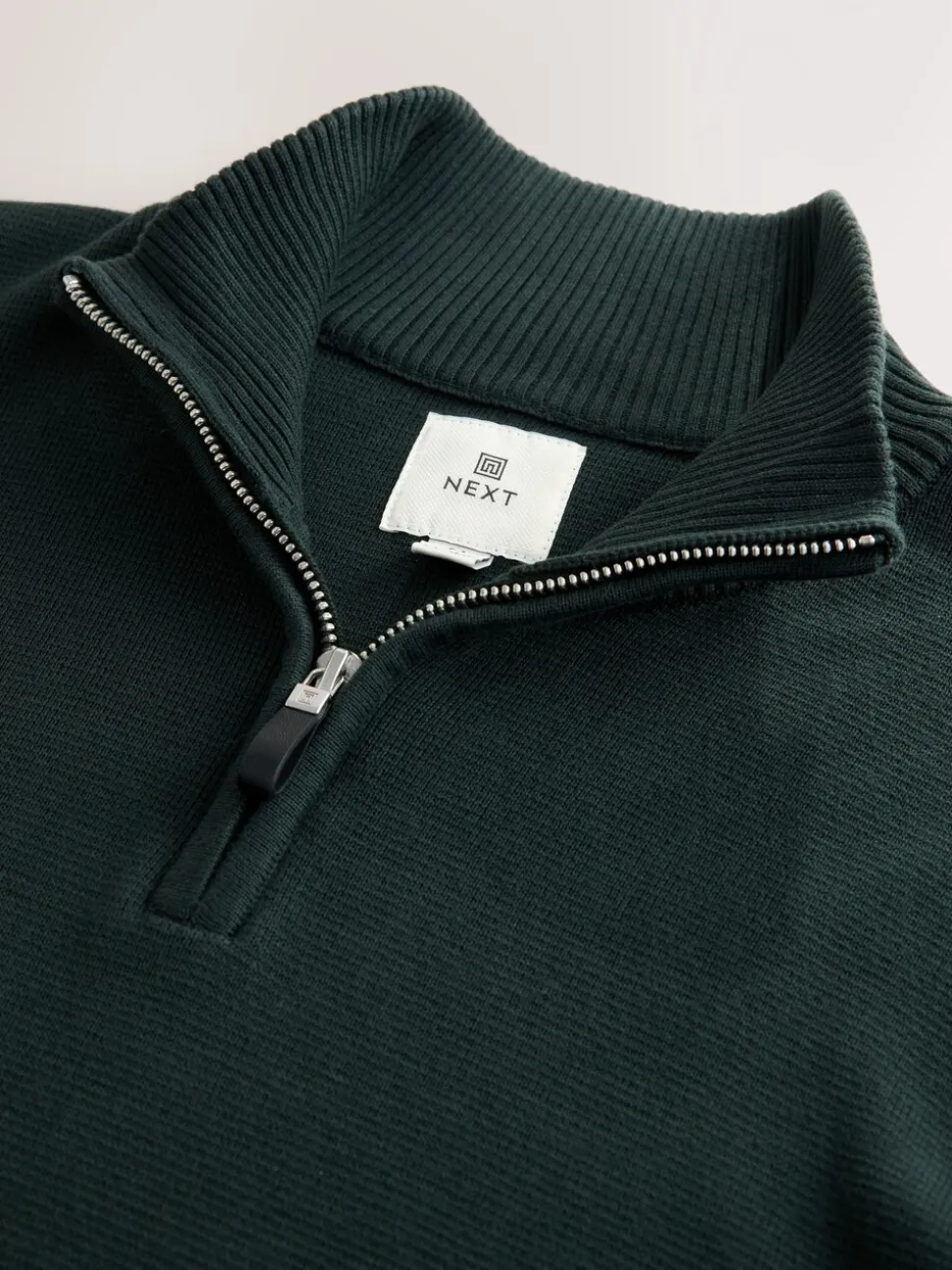 Donkergroen - Effen - Regular fit 100% katoenen premium trui met korte rits