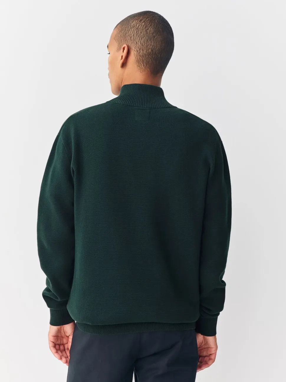 Donkergroen - Hertlogo - Regular fit 100% katoenen premium trui met korte rits
