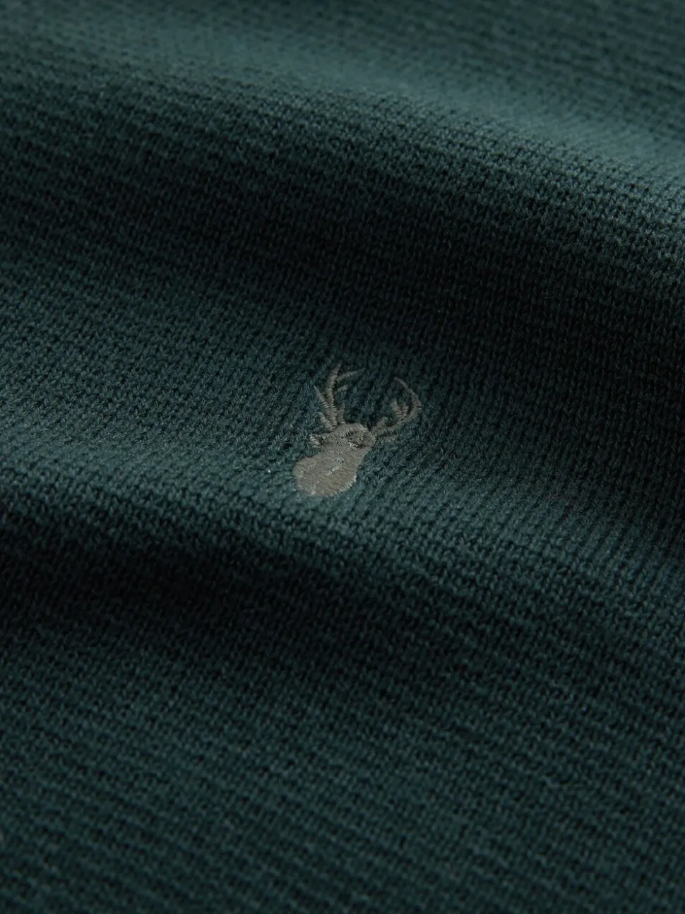 Donkergroen - Hertlogo - Regular fit 100% katoenen premium trui met korte rits