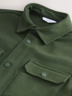 Donkergroen - Jersey keperstof Overshirt met drukknopen