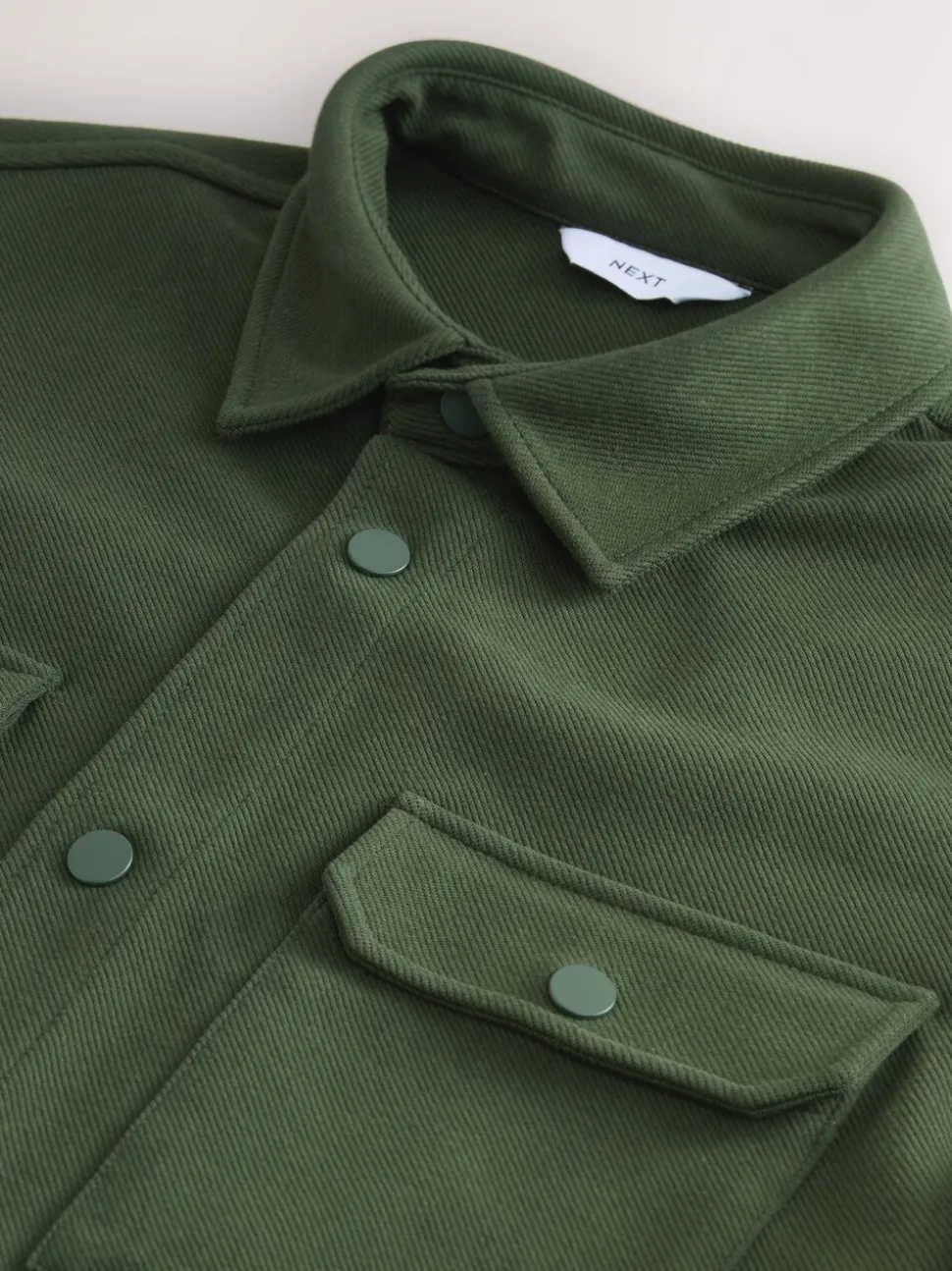 Donkergroen - Jersey keperstof Overshirt met drukknopen
