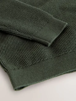 Donkergroen - Poloshirt met textuur en lange mouwen (3-16jr)
