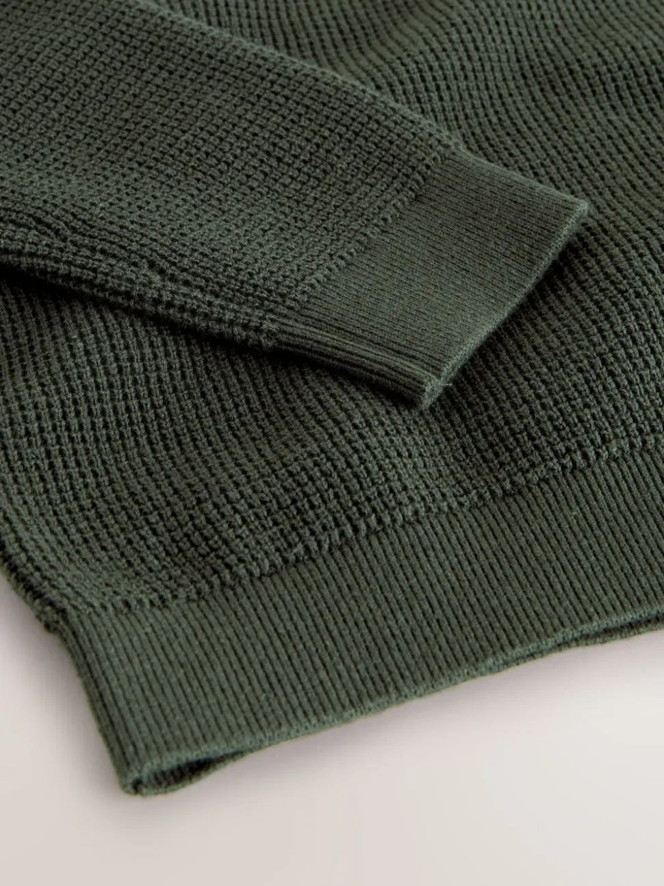 Donkergroen - Poloshirt met textuur en lange mouwen (3-16jr)