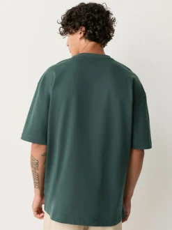 Donkergroen - Relaxed fit - Zwaar T-shirt