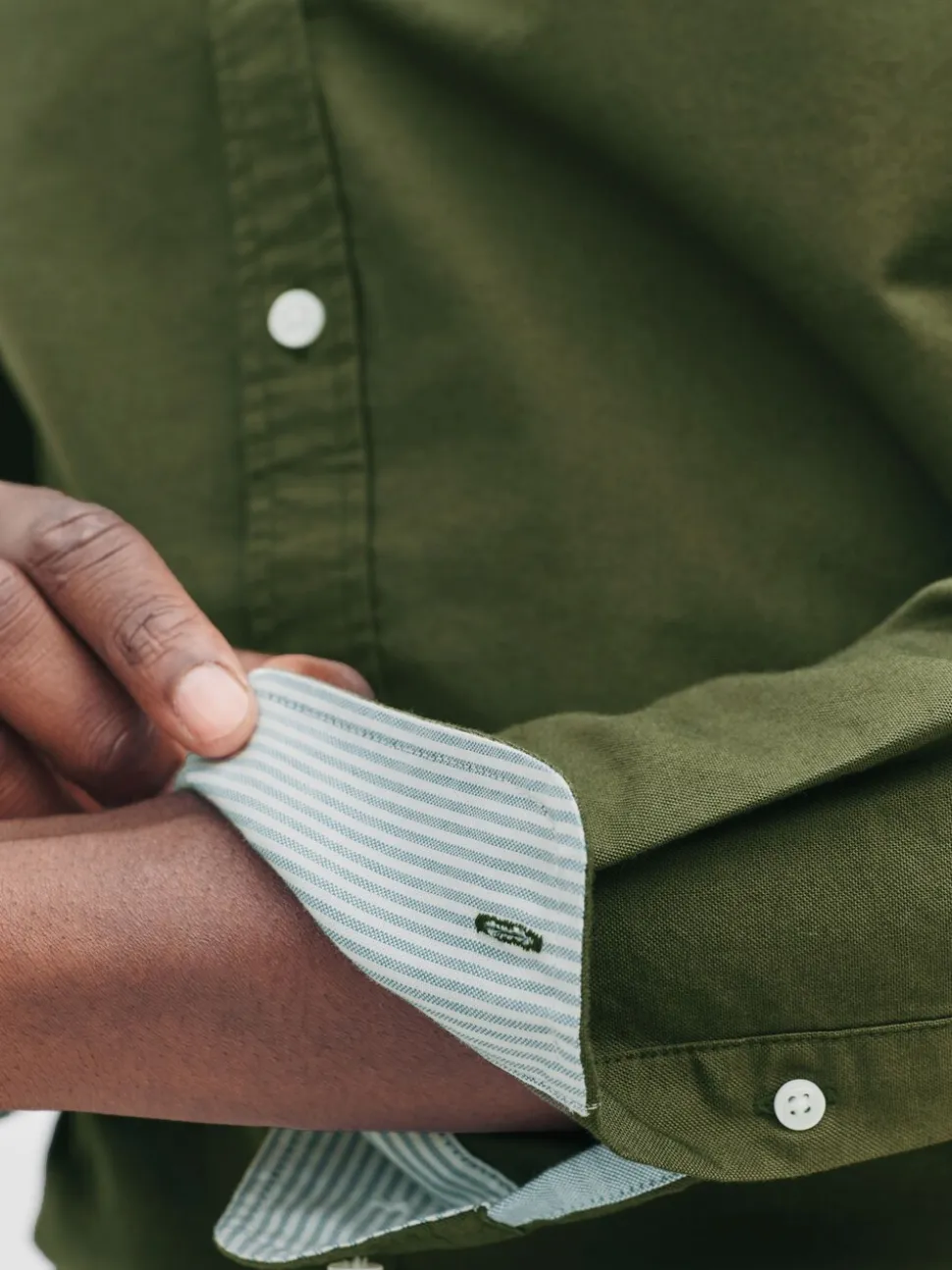 Donkergroen - Slim Fit - Oxford-hemd met lange mouwen