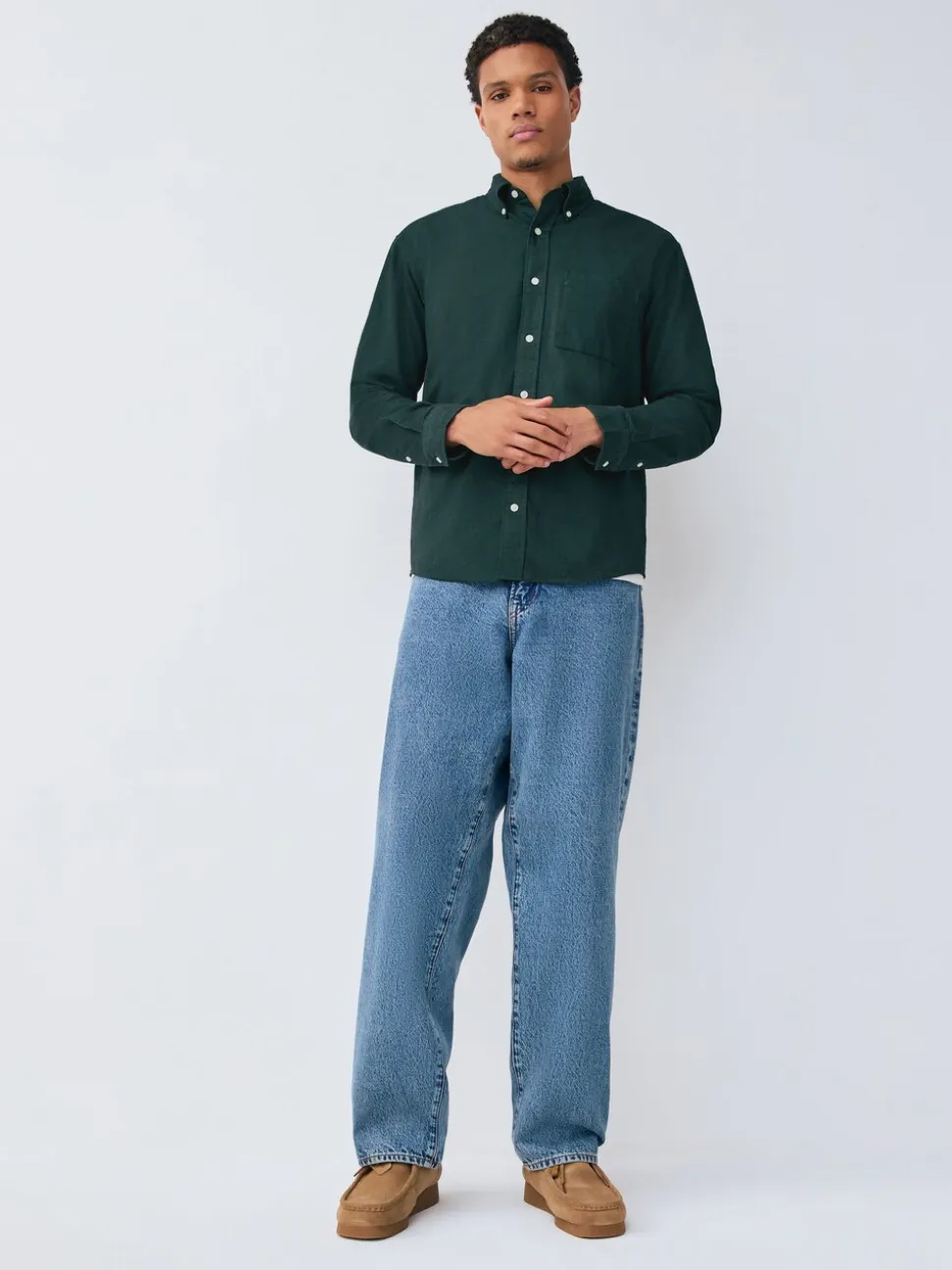 Donkergroen - Soft Touch Oxford Long Sleeve Shirt