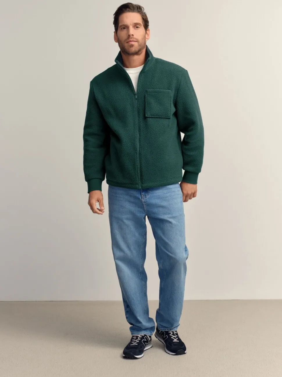 Donkergroen - Volledig doorlopende rits - Borg Fleece