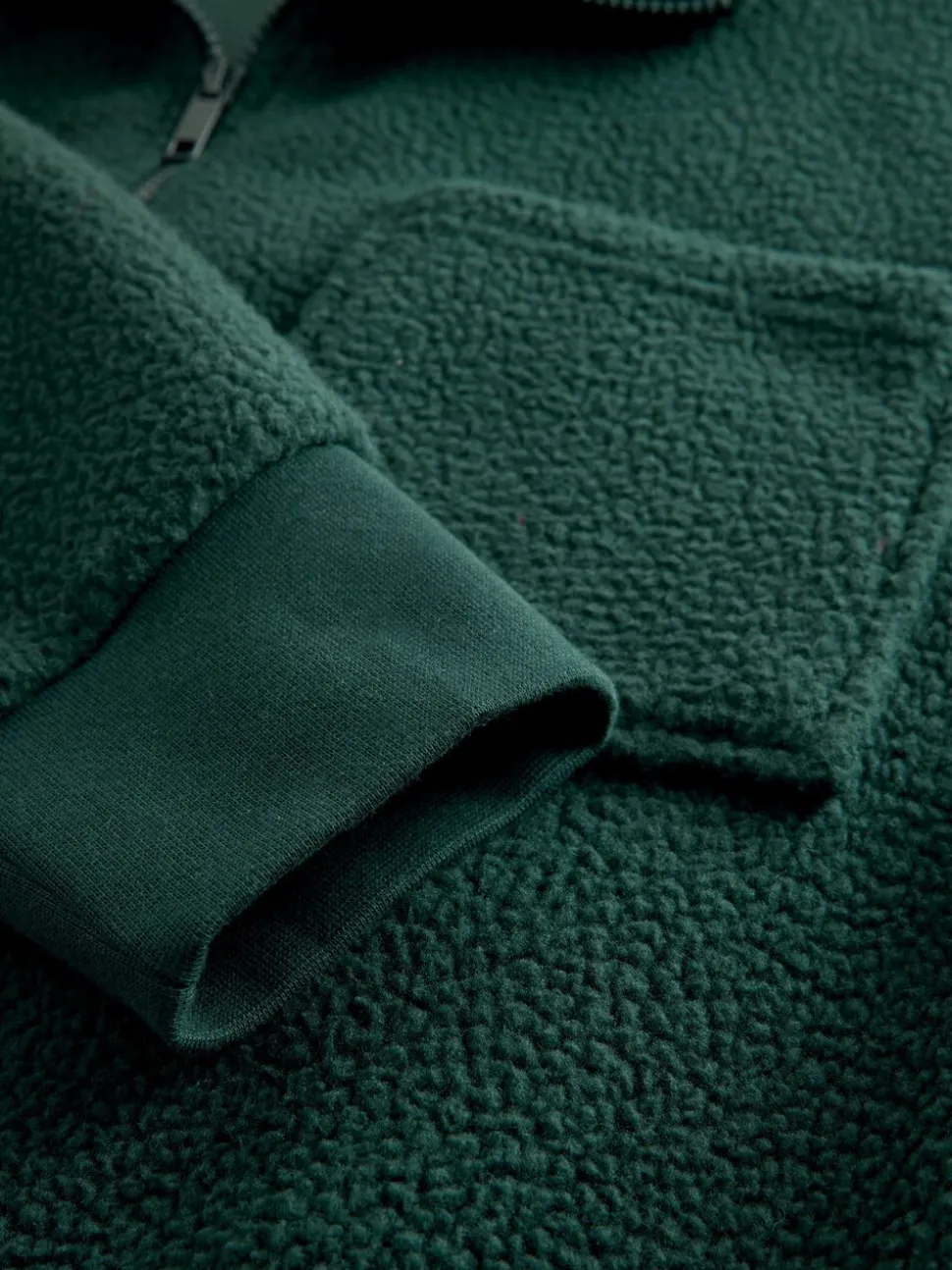 Donkergroen - Volledig doorlopende rits - Borg Fleece