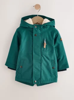 Donkergroen - Waterdichte parka met borgvoering (3mnd -7jr)