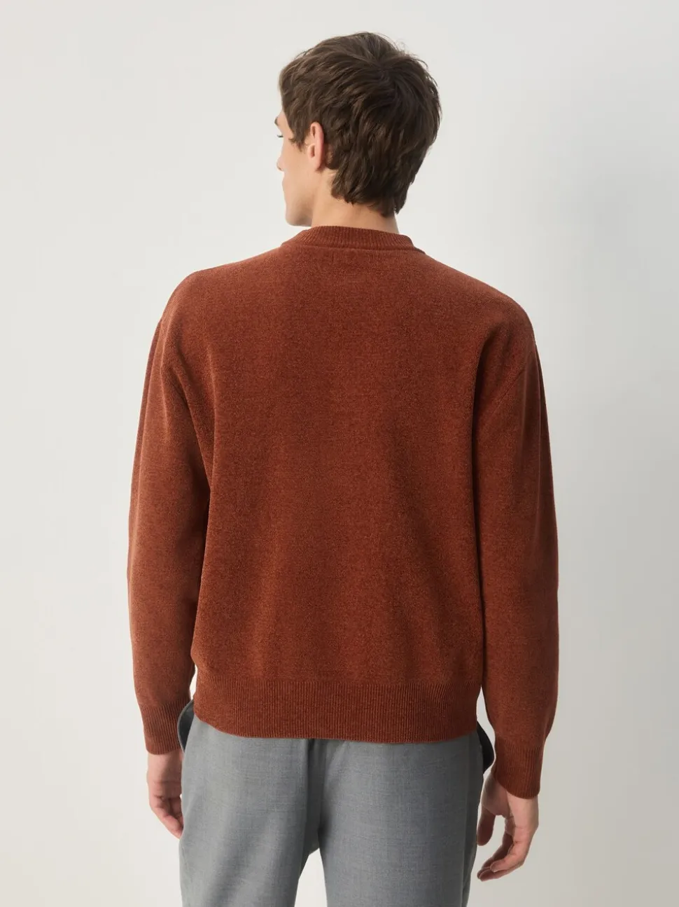 Donkeroranje - Relaxed Fit Plain Chenille Crew Neck Jumper