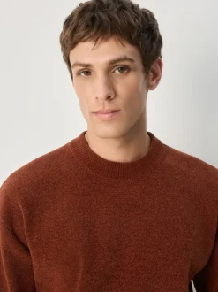 Donkeroranje - Relaxed Fit Plain Chenille Crew Neck Jumper
