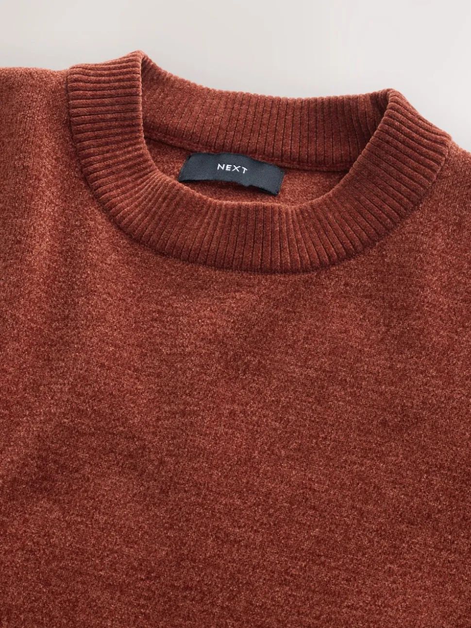 Donkeroranje - Relaxed Fit Plain Chenille Crew Neck Jumper