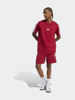 Donkerrood - adidas Essential 3-Stripes French Terry Shorts