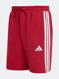 Donkerrood - adidas Essential 3-Stripes French Terry Shorts