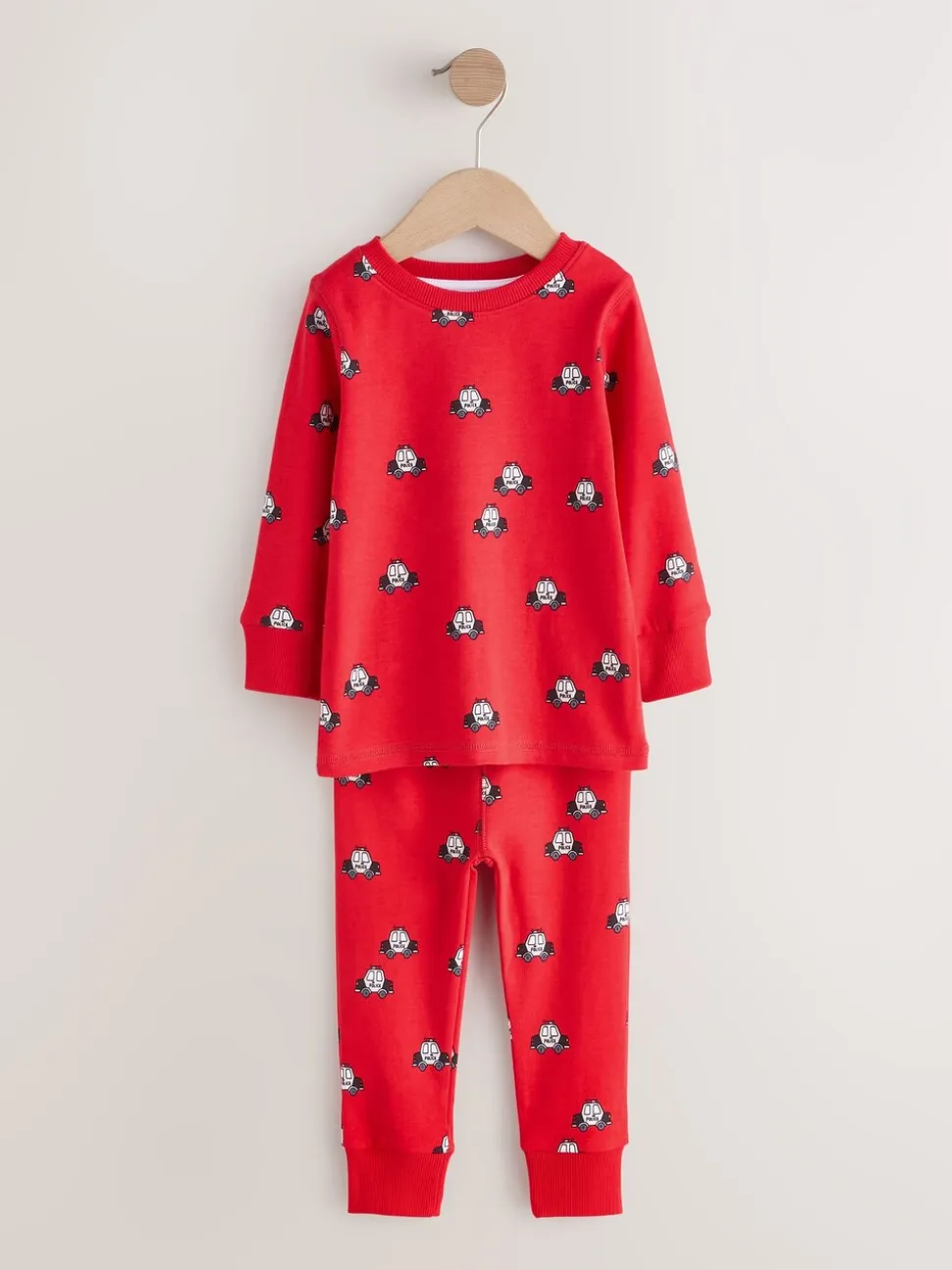 Donkerrood/blauw met hulpverleningsvoertuig - Mini Knusse Pyjama's 3 Set (9mnd-10jr)