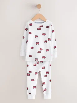 Donkerrood/blauw met hulpverleningsvoertuig - Mini Knusse Pyjama's 3 Set (9mnd-10jr)