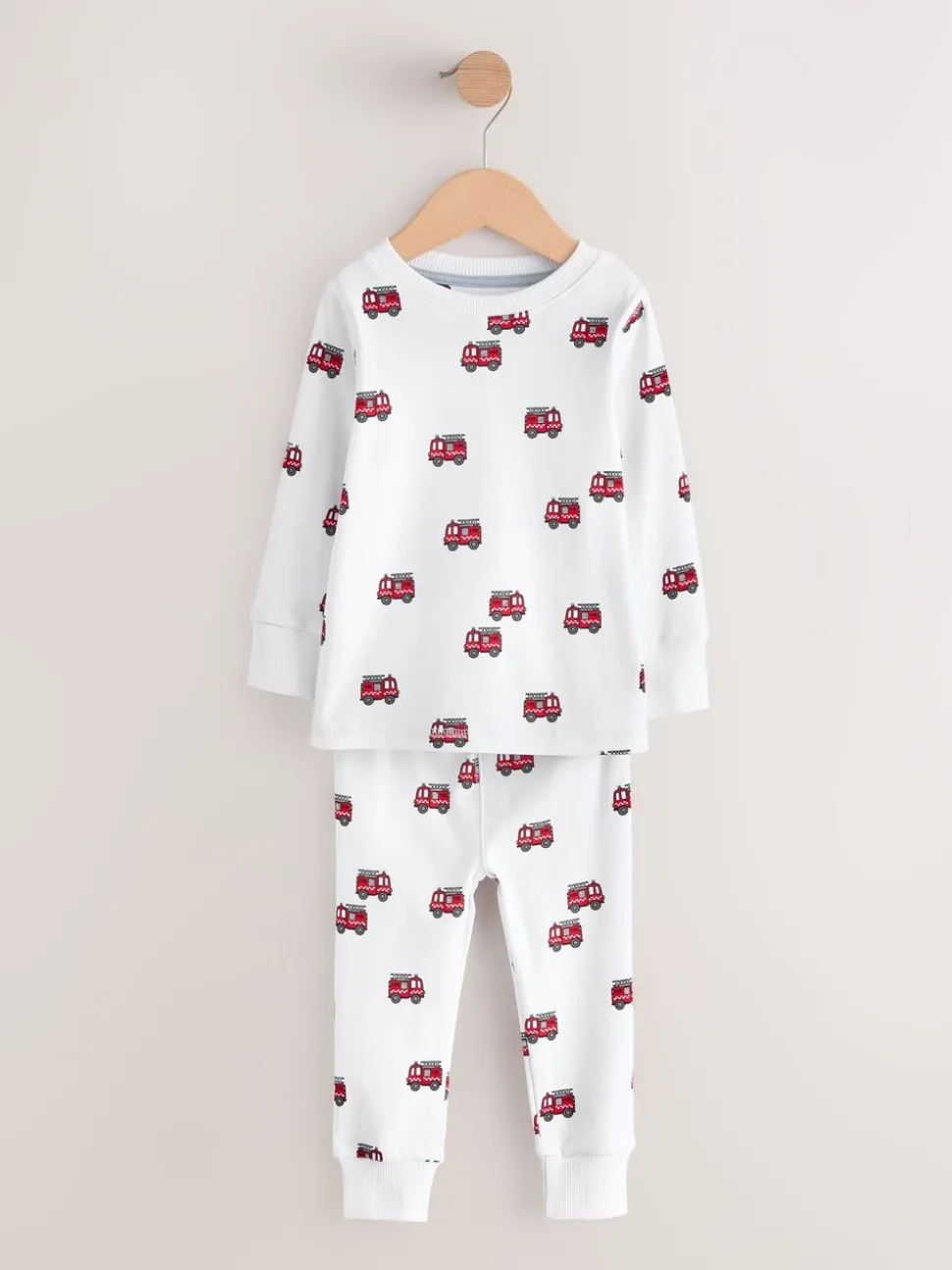 Donkerrood/blauw met hulpverleningsvoertuig - Mini Knusse Pyjama's 3 Set (9mnd-10jr)