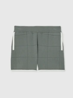 Donkersaliegroen - Reiss Barbor Tipped Knit Stitch-Detail Shorts
