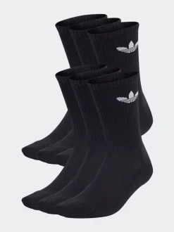 Donkerzwart - adidas Originals verpakking van 6 Trefoil enkelsokken