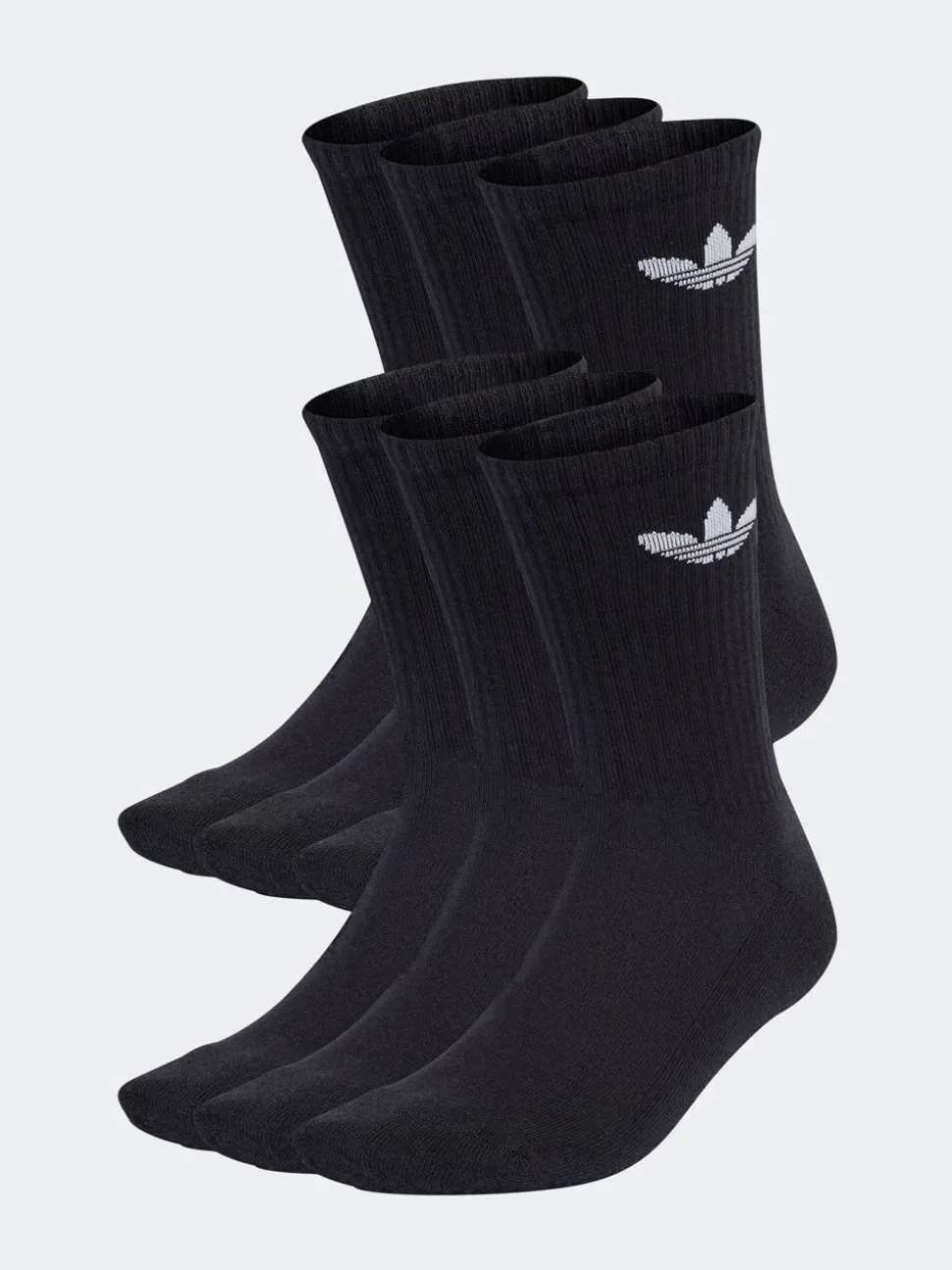 Donkerzwart - adidas Originals verpakking van 6 Trefoil enkelsokken