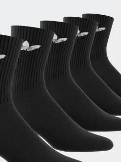 Donkerzwart - adidas Originals verpakking van 6 Trefoil enkelsokken