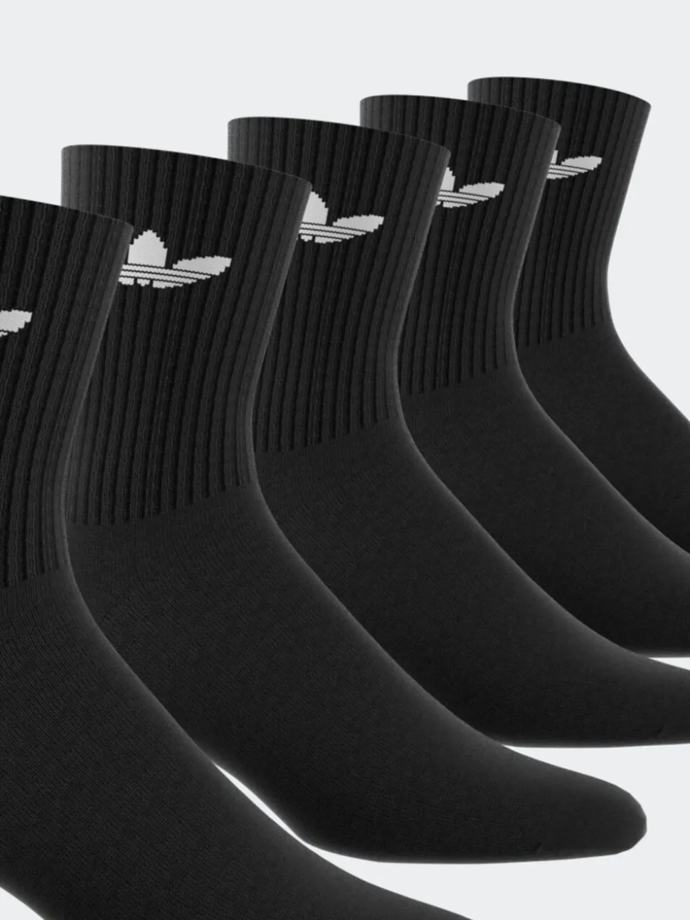 Donkerzwart - adidas Originals verpakking van 6 Trefoil enkelsokken