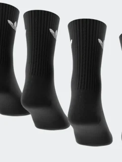 Donkerzwart - adidas Originals verpakking van 6 Trefoil enkelsokken