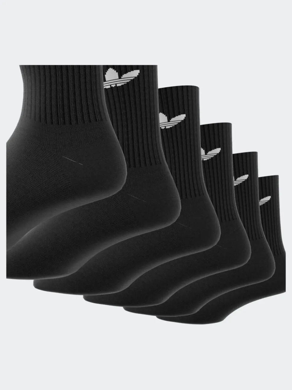 Donkerzwart - adidas Originals verpakking van 6 Trefoil enkelsokken