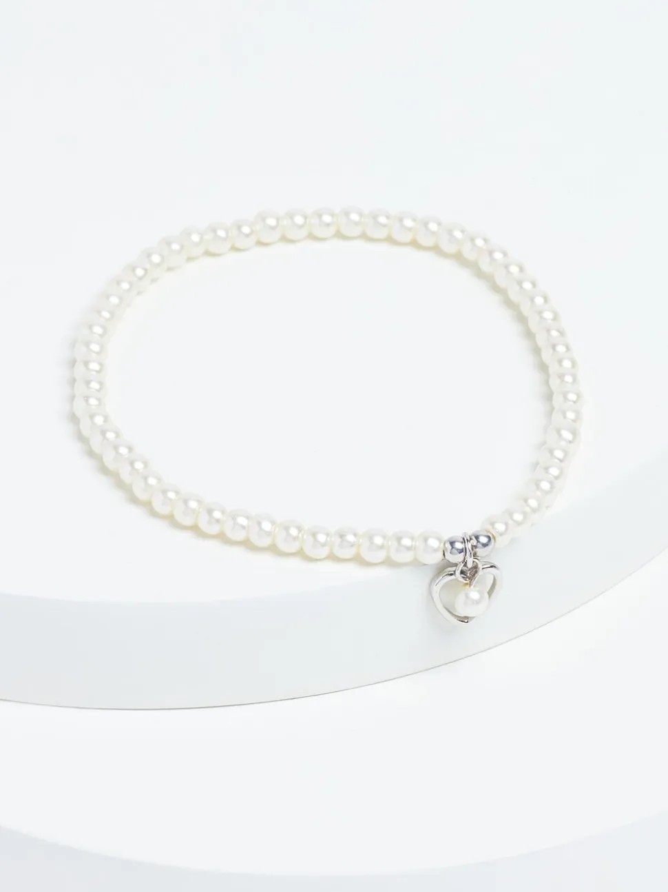Echt zilver - Armband met kralen, pareleffect en hartjesbedel