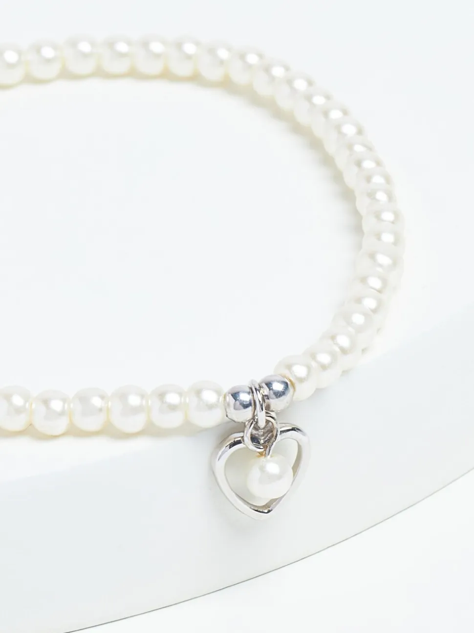 Echt zilver - Armband met kralen, pareleffect en hartjesbedel