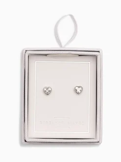 Echt zilver - Oorknopjes met hartje