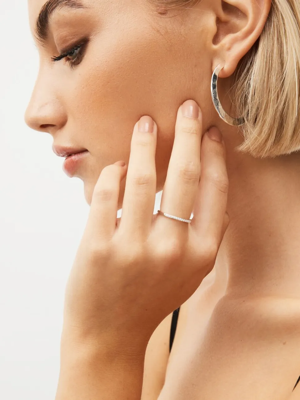 Echt zilver - Smalle ring met glinsterende band