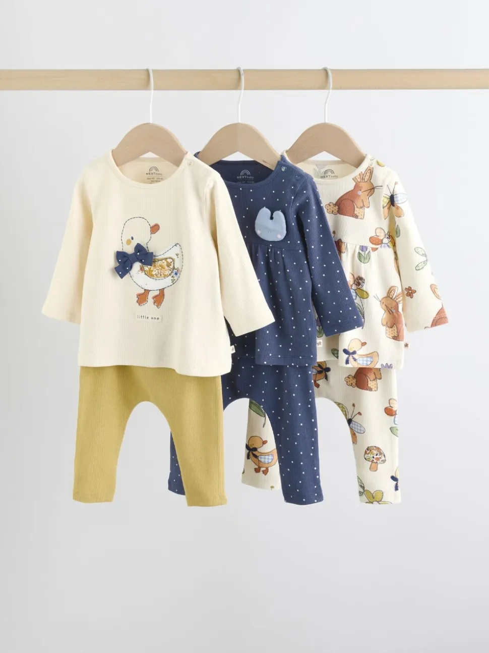 Ecru - 6 -delige set van top met lange mouwen en leggings (0mnd -3jr)