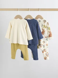 Ecru - 6 -delige set van top met lange mouwen en leggings (0mnd -3jr)