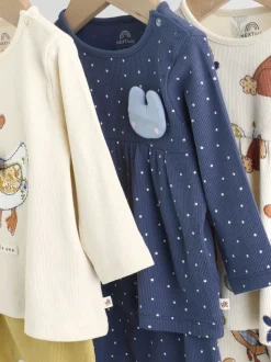 Ecru - 6 -delige set van top met lange mouwen en leggings (0mnd -3jr)