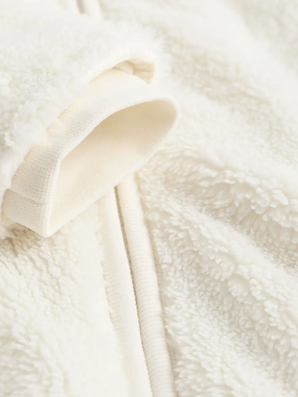 Ecru - All-in-one voor baby's van zachte fleece met capuchon (0mnd-2jr)