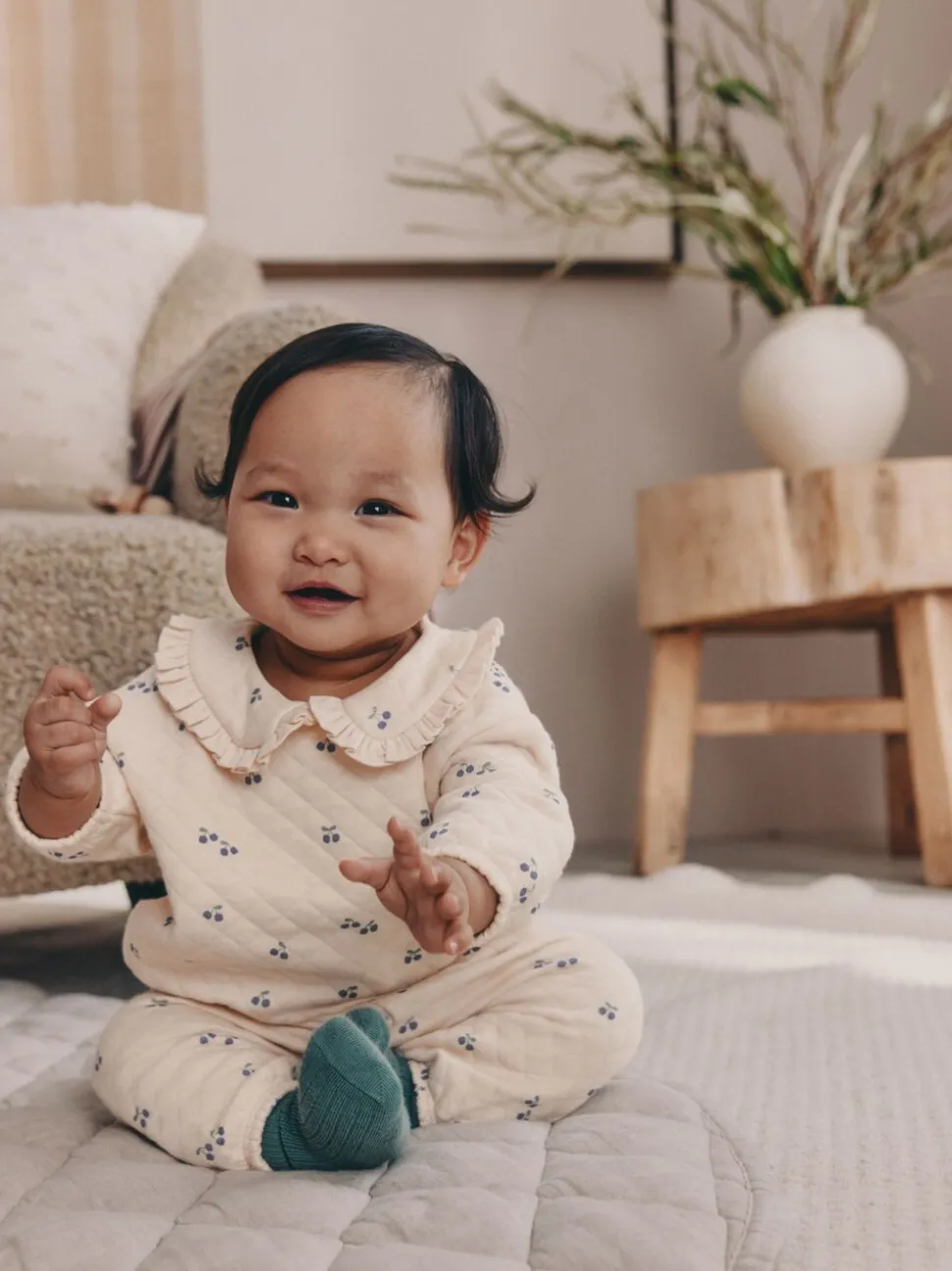 Ecru - Baby doorgestikte Sweatshirt en Broeken Set 2 Pieces (0mnd -2jr)